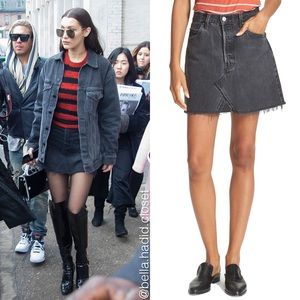 RE/DONE washed black denim skirt